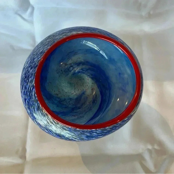 Vintage Blue Handblown Decorative Abstract Bowl - Picture 4 of 4